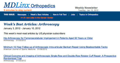 Dr. Marc Philippon's "Hip Arthroscopy for Femoroacetabular Impingement in Patients Aged 50 Years or Older" Tops Week's Best Articles